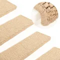 Tapis d'escalier autocollants 15 pcs 65x21x4 cm Beige clair