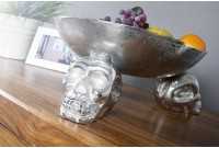Bol de fruits design crânes en aluminium argenté