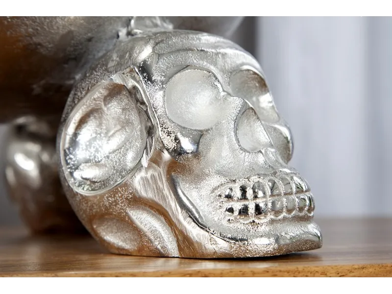 Bol de fruits design crânes en aluminium argenté