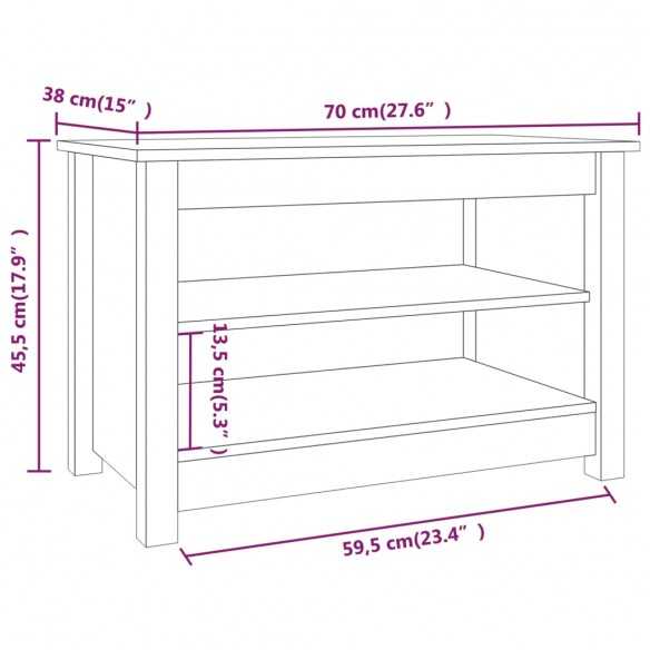 Banc à chaussures 70x38x45,5 cm Bois de pin massif