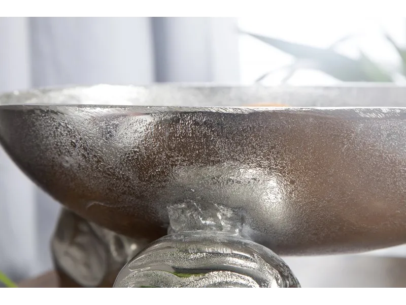 Bol de fruits design crânes en aluminium argenté