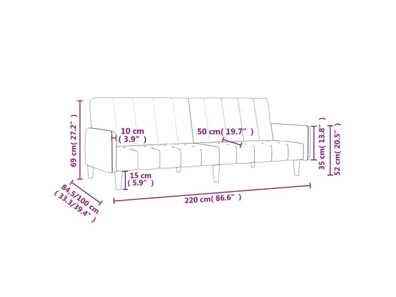 Canapé-lit à 2 places gris foncé velours