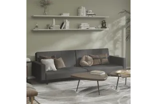 Canapé-lit à 2 places gris foncé velours