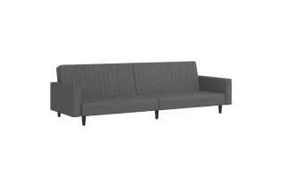 Canapé-lit à 2 places gris foncé velours 2