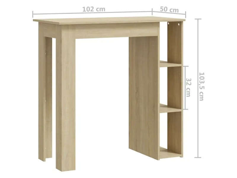 Table de bar avec étagère Chêne sonoma 102x50x103,5cm Aggloméré