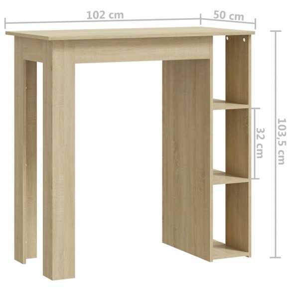Table de bar avec étagère Chêne sonoma 102x50x103,5cm Aggloméré