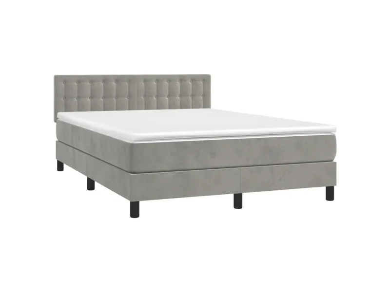 cadre de lit avec matelas LED Gris clair 140x200 cm