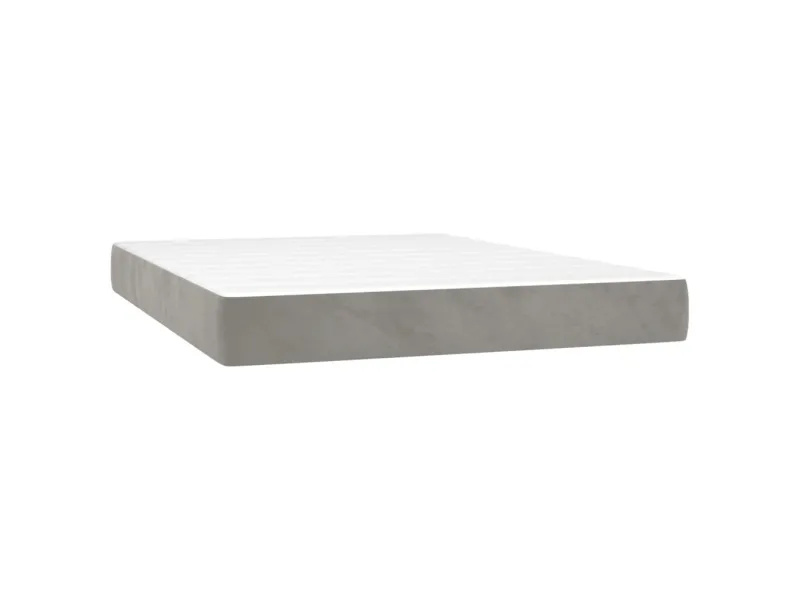 cadre de lit avec matelas LED Gris clair 140x200 cm