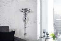 Support mural style baroque 80 cm en aluminium argenté