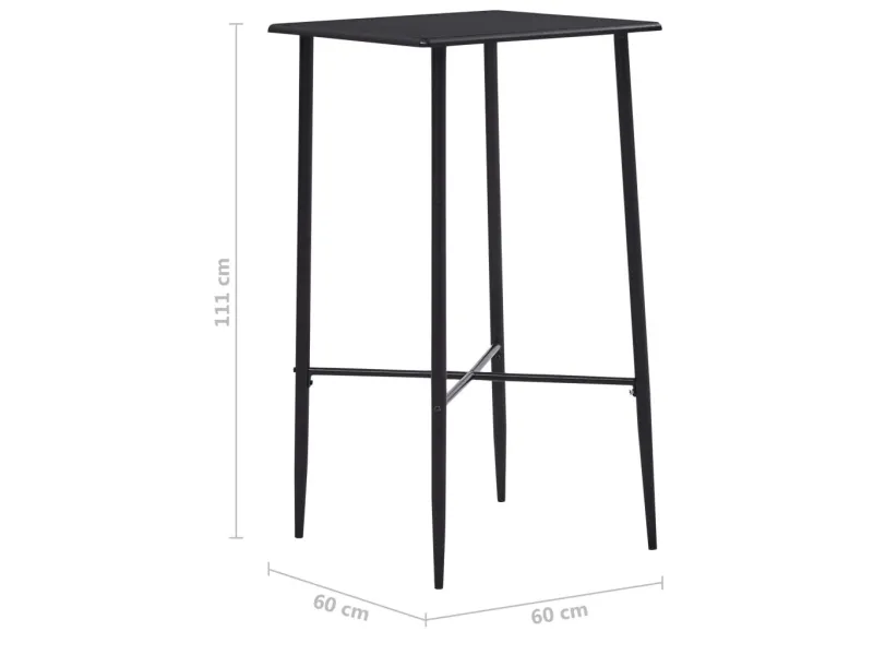 Table de bar Noir 60x60x111 cm MDF
