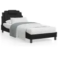 Lit avec matelas noir 90x200 cm similicuir