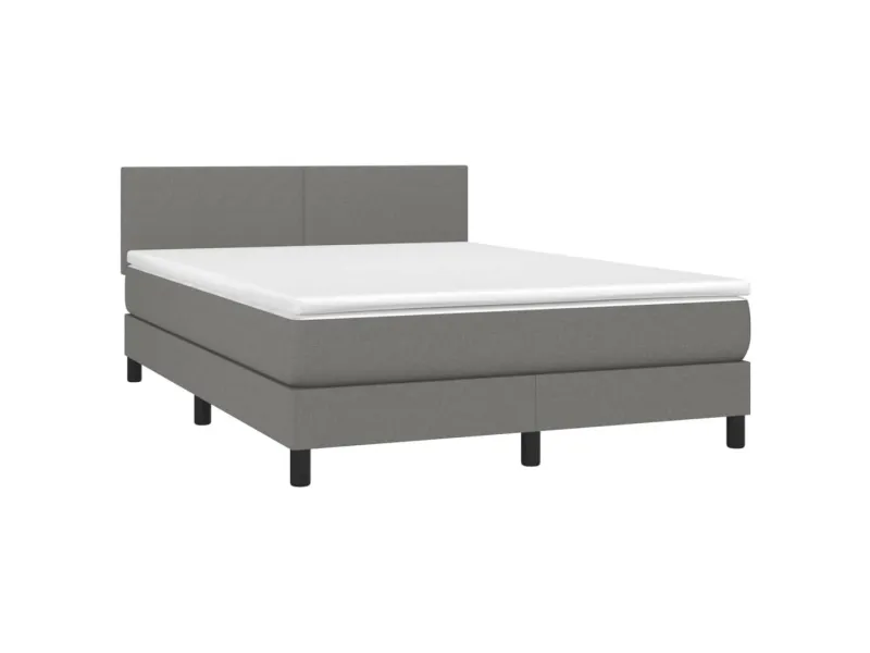 cadre de lit avec matelas Gris foncé 140x200cm Tissu