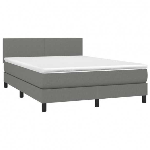 cadre de lit avec matelas Gris foncé 140x200cm Tissu