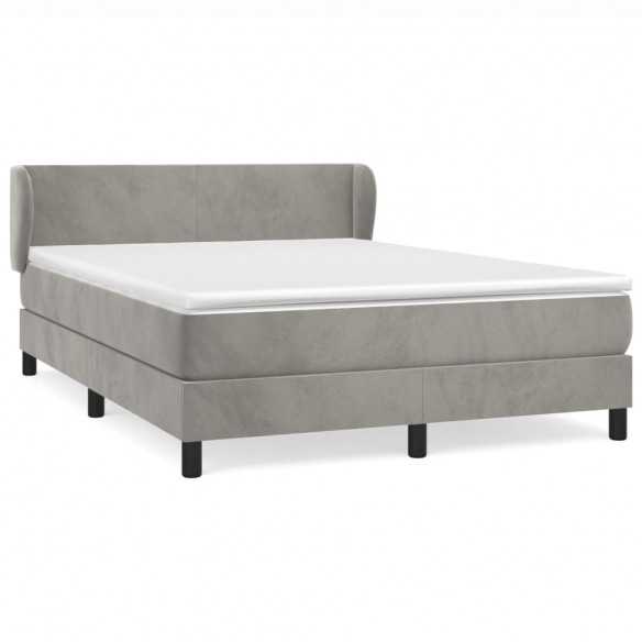 cadre de lit et matelas Gris clair 140x200cm Velours