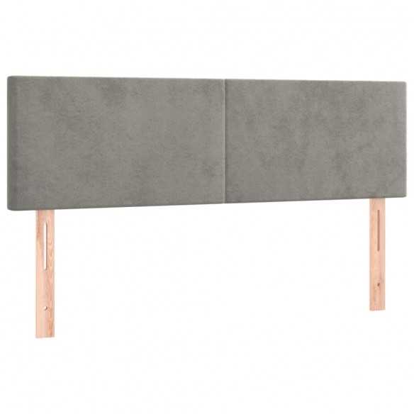 cadre de lit et matelas Gris clair 140x200cm Velours