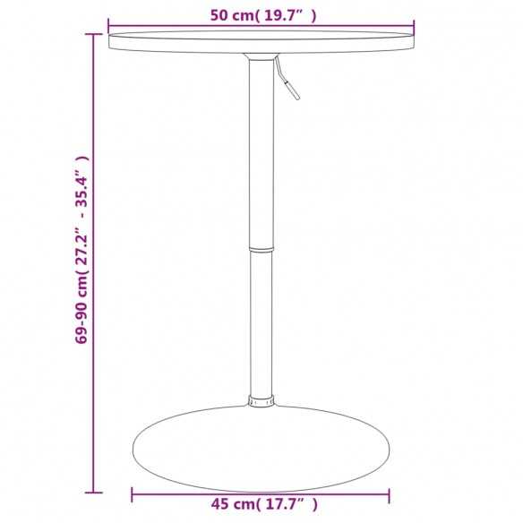 Table de bar blanc 50x50x90cm bois d'ingénierie et acier chromé