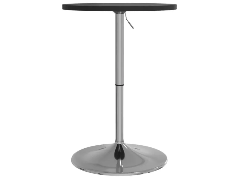 Table de bar noir 50x50x90 cm bois d'ingénierie et acier chromé