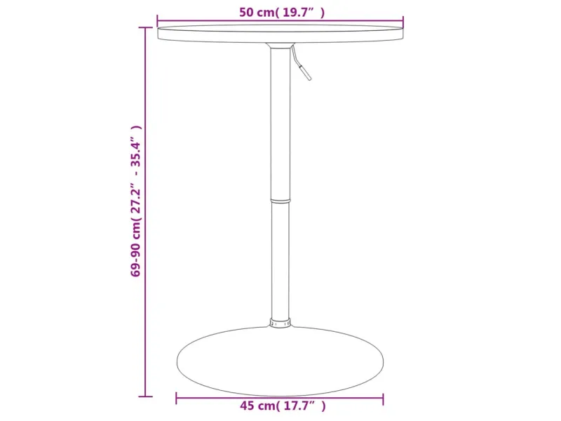 Table de bar noir 50x50x90 cm bois d'ingénierie et acier chromé