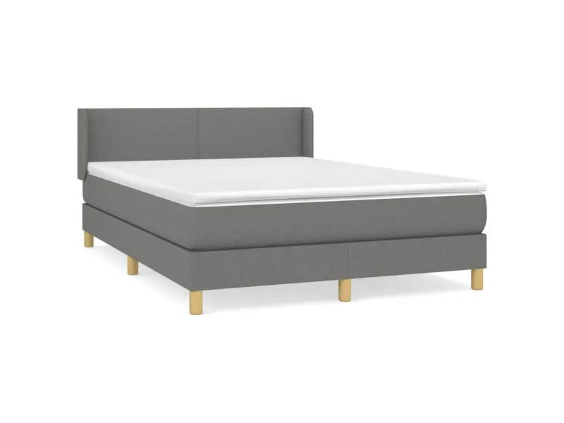 cadre de lit avec matelas Gris foncé 140x200cm Tissu