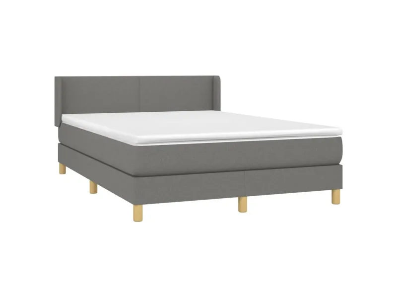 cadre de lit avec matelas Gris foncé 140x200cm Tissu