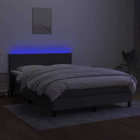 cadre de lit et matelas et LED Gris foncé 140x200 cm