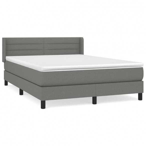 cadre de lit avec matelas Gris foncé 140x200cm Tissu