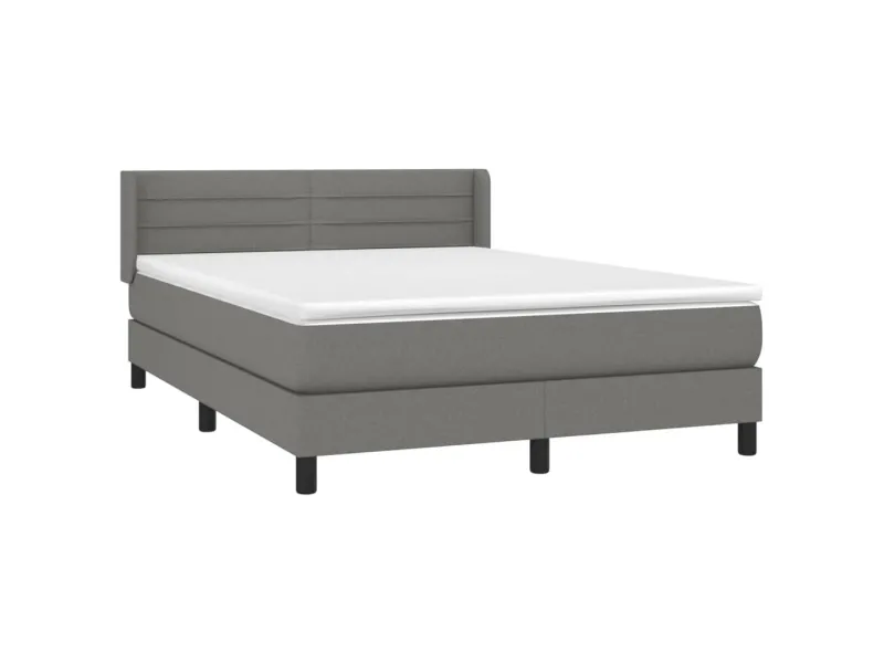 cadre de lit avec matelas Gris foncé 140x200cm Tissu