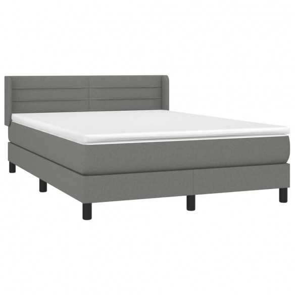 cadre de lit avec matelas Gris foncé 140x200cm Tissu
