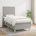 Cadre de lit avec matelas Gris clair 90x200 cm Tissu