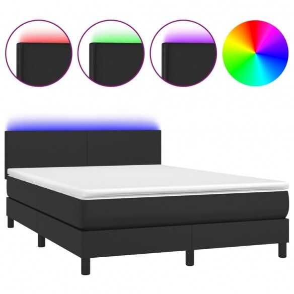 cadre de lit avec matelas et LED Noir 140x200 cm