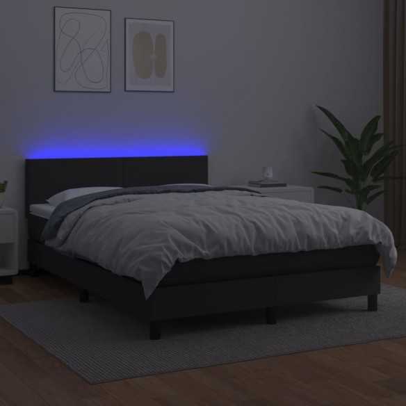 cadre de lit avec matelas et LED Noir 140x200 cm