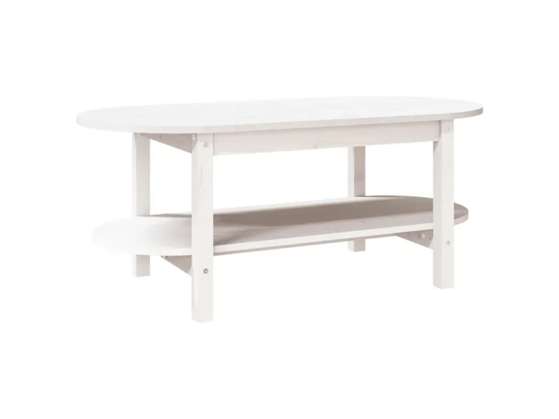 Table basse Blanc 110x55x45 cm Bois massif de pin
