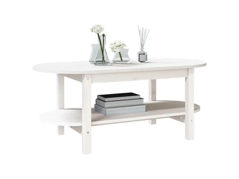 Table basse Blanc 110x55x45 cm Bois massif de pin