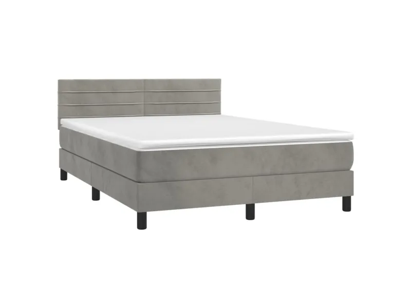 cadre de lit avec matelas LED Gris clair 140x200 cm