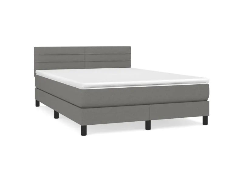 cadre de lit avec matelas Gris foncé 140x200cm Tissu