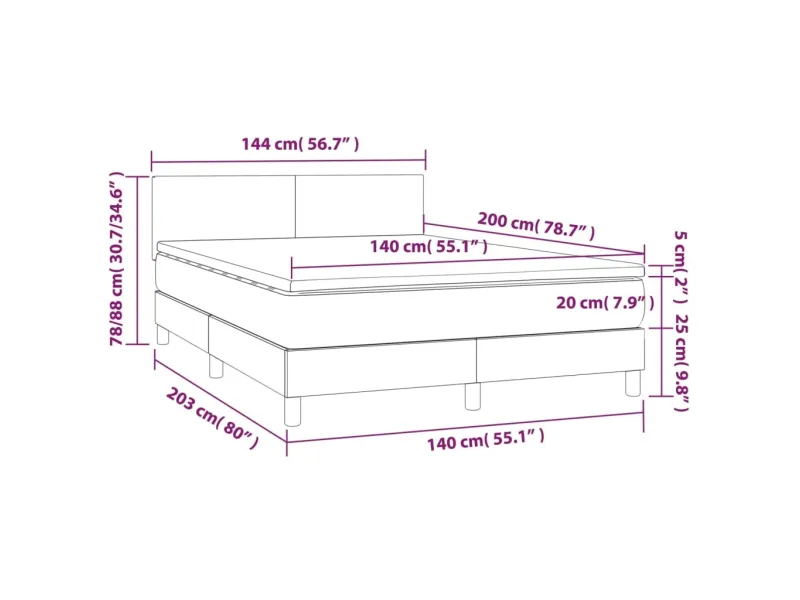 cadre de lit avec matelas Noir 140x200 cm Similicuir
