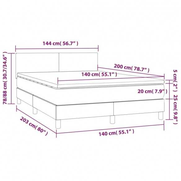 cadre de lit avec matelas Noir 140x200 cm Similicuir
