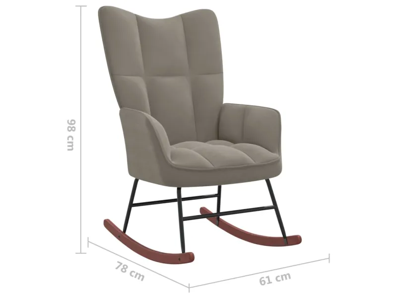 Chaise à bascule Gris clair Velours