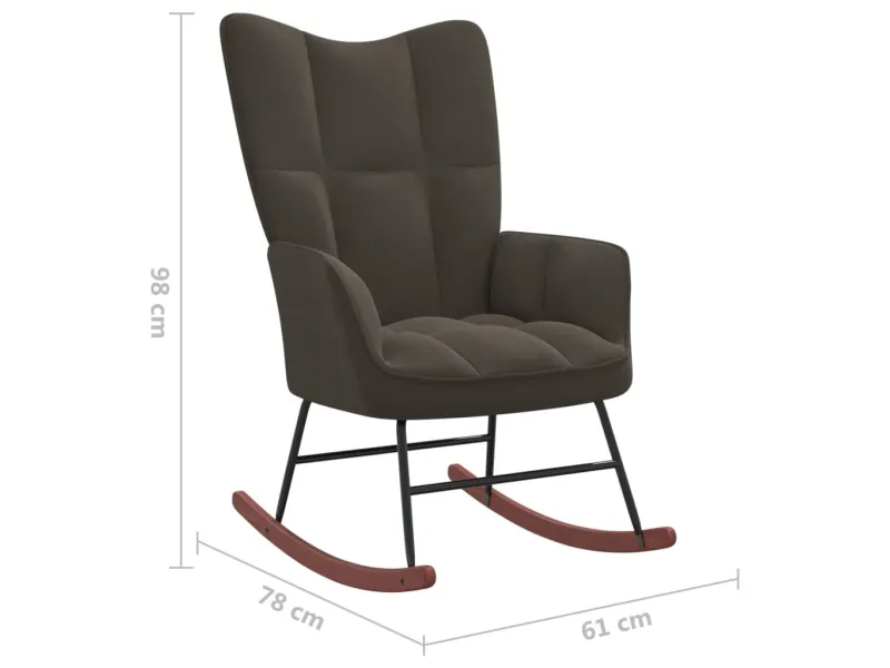 Chaise à bascule Gris foncé Velours