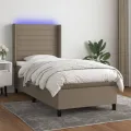 Cadre de lit matelas et LED Taupe 90x200 cm Tissu