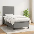 Cadre de lit avec matelas Gris foncé 100x200cm Tissu