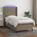 Cadre de lit matelas et LED Taupe 90x200 cm Tissu