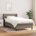 Cadre de lit avec matelas Taupe 90x200 cm Tissu