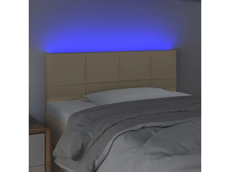 Tête de lit à LED Crème 100x5x78/88 cm Tissu