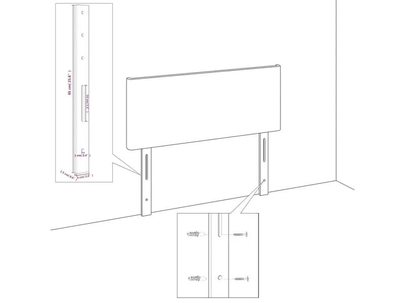 Tête de lit Crème 100x5x78/88 cm Tissu