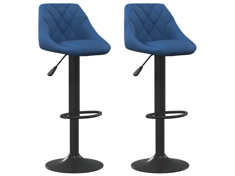 Tabourets de bar lot de 2 bleu velours
