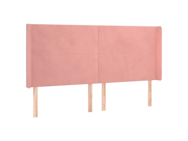 Tête de lit avec oreilles Rose 183x16x118/128 cm Velours