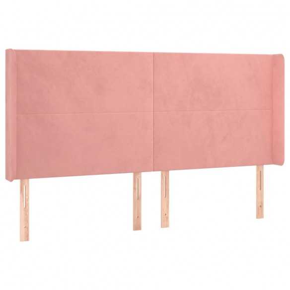 Tête de lit avec oreilles Rose 183x16x118/128 cm Velours