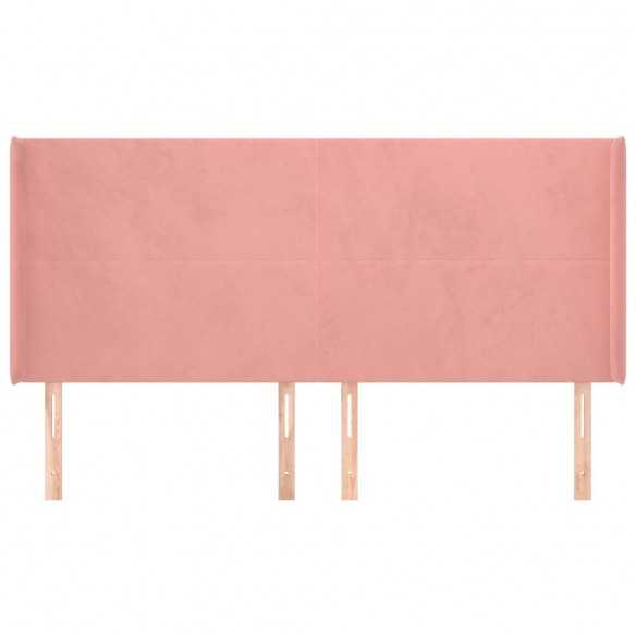 Tête de lit avec oreilles Rose 183x16x118/128 cm Velours