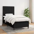 Cadre de lit avec matelas Noir 90x200 cm Tissu